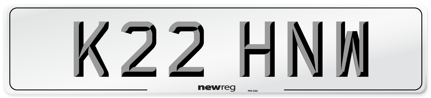 K22 HNW Number Plate from New Reg